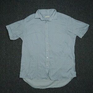 Etro Shirt Men 44 Extra‎ Large Blue White Paisley Short Sleeve Button Up